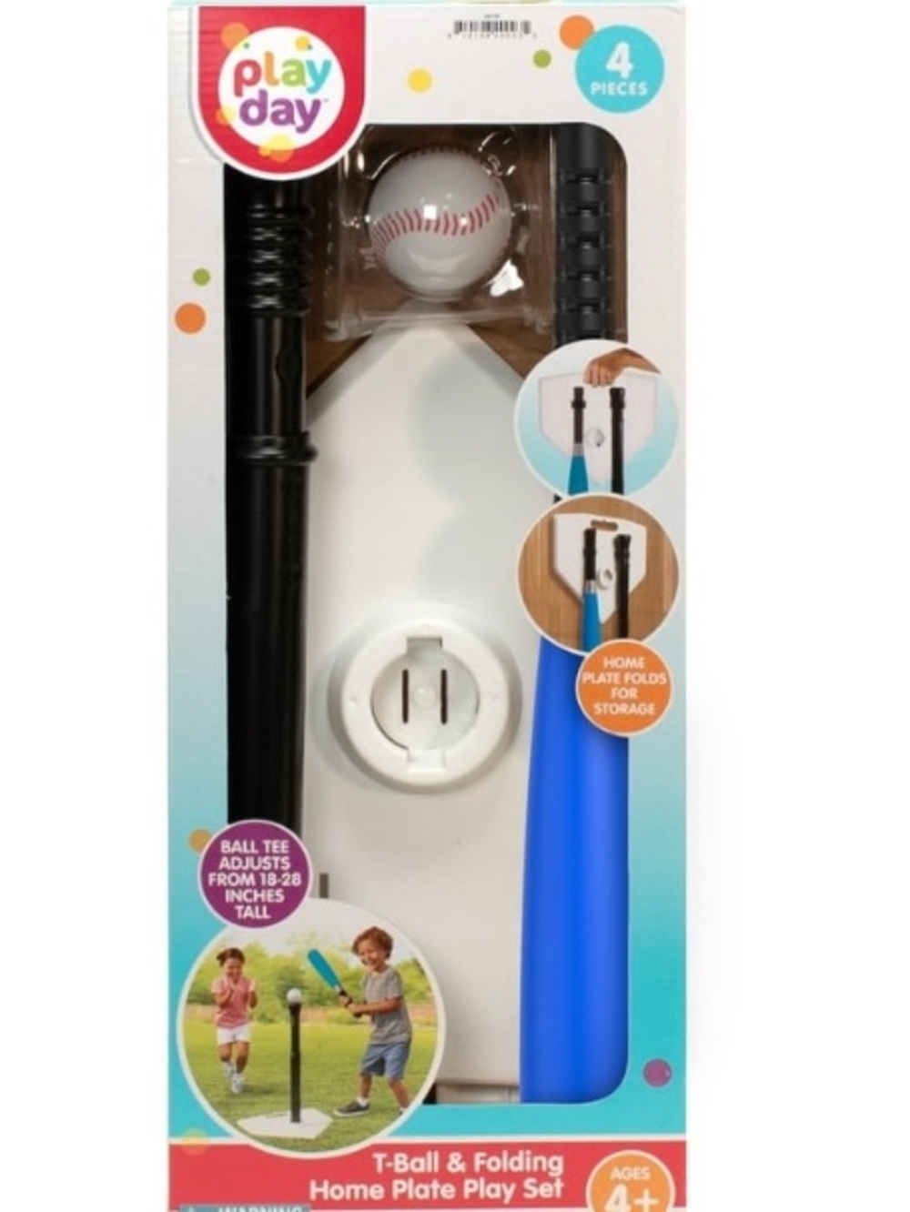 Play Day Kids T-Ball & Folding Home Plate Play Set - Blue/Black